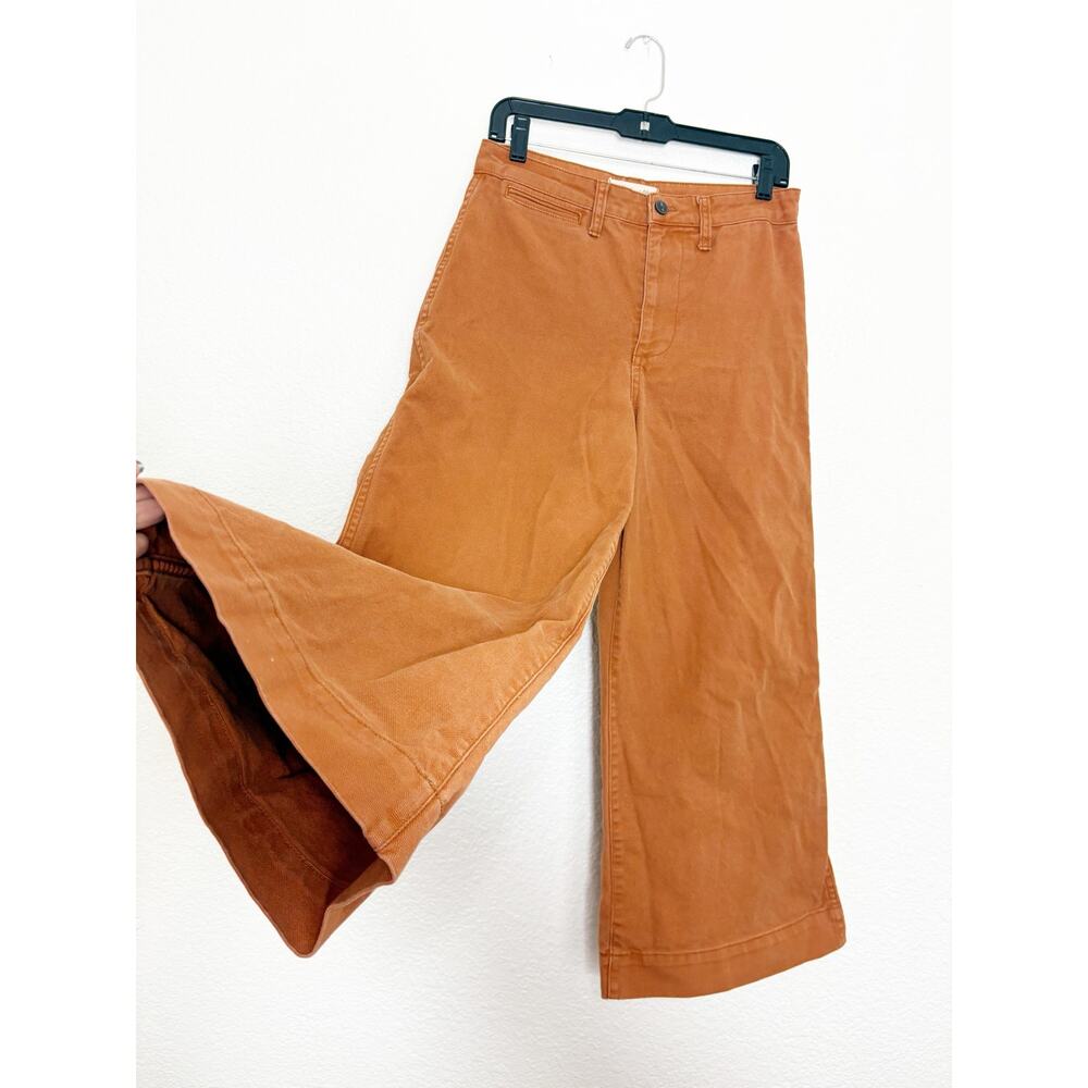 Madewell Emmett Wide Leg Crop Pants Size 26 Burnt Sienna Stretch Bohemian - Picture 10 of 13